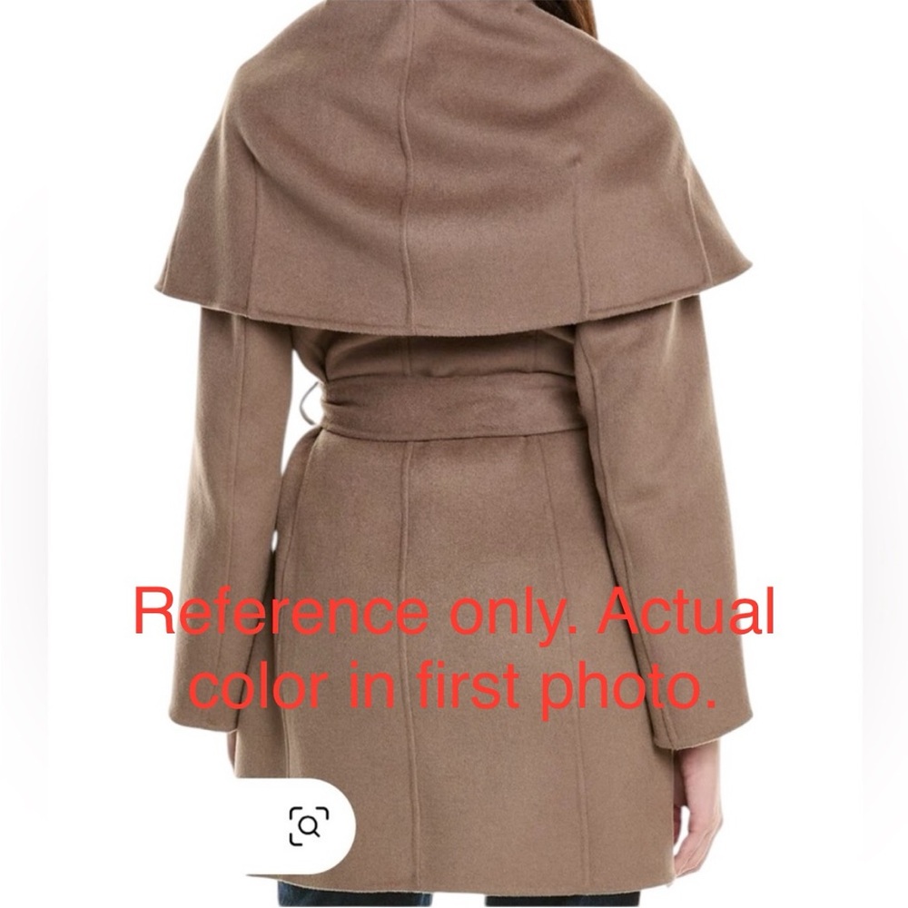 Tahari Marilyn Shawl Double Face Wool-Blend Wrap Coat In Merlot Eggplant - Picture 2 of 4